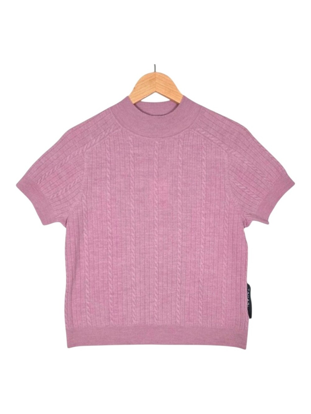 NWT Tahari Women's Mauve Pink Extra Fine Merino Wool Cable Knit Sweater Medium